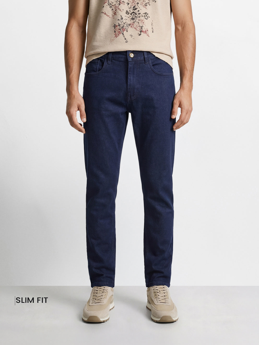 Men's Blue Slim Fit Solid Casual Jeans