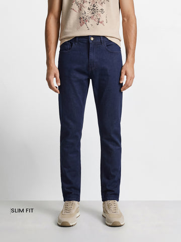 Men's Blue Slim Fit Solid Casual Jeans