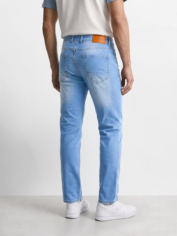 Men's Blue Slim Fit Solid Casual Jeans