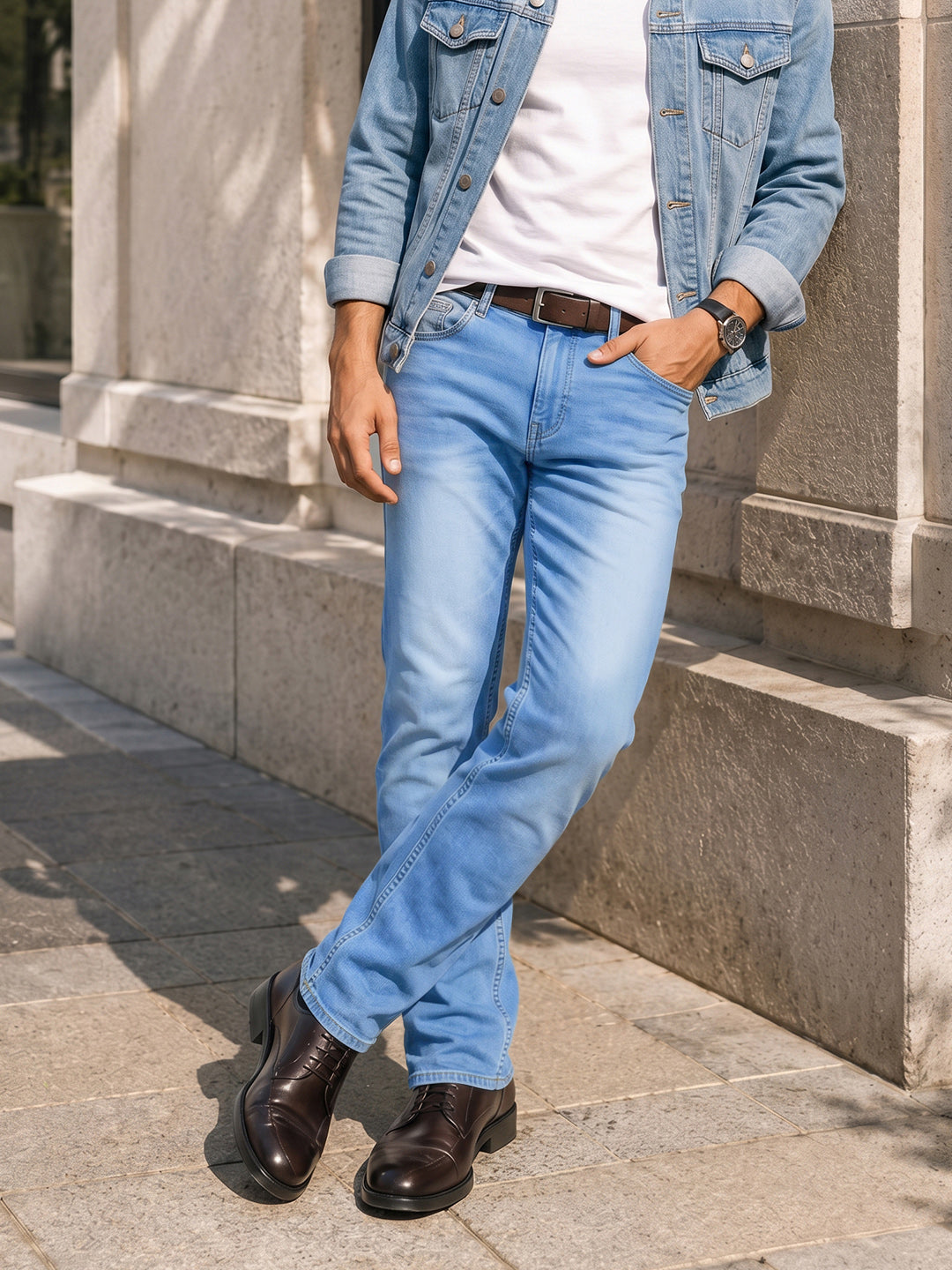 Men's Blue Slim Fit Solid Casual Jeans