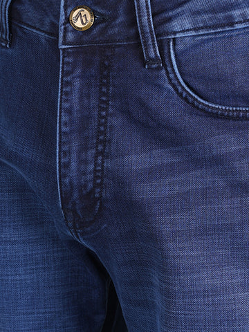 Men's Blue Slim Fit Solid Casual Jeans