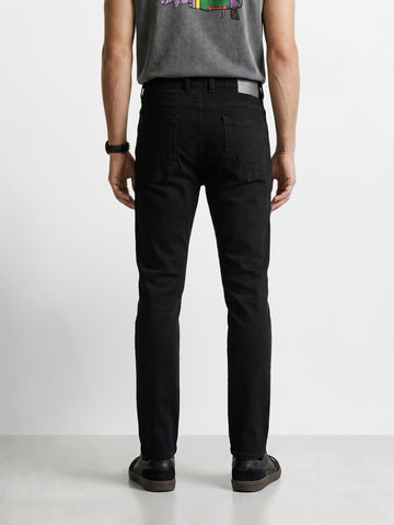 Men's Black Slim Fit Solid Casual Jeans
