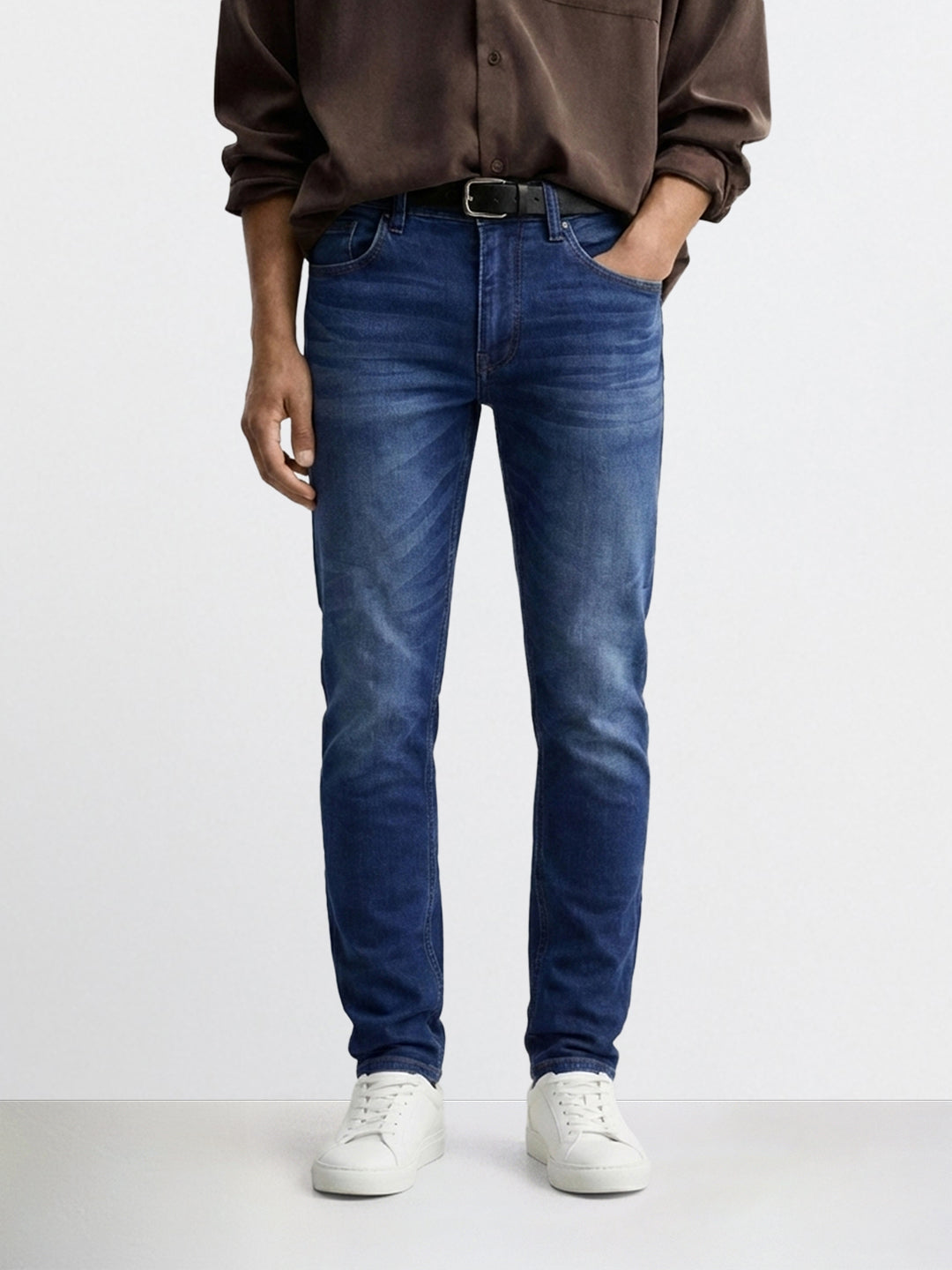 Men's Blue Slim Fit Casual Solid Jeans