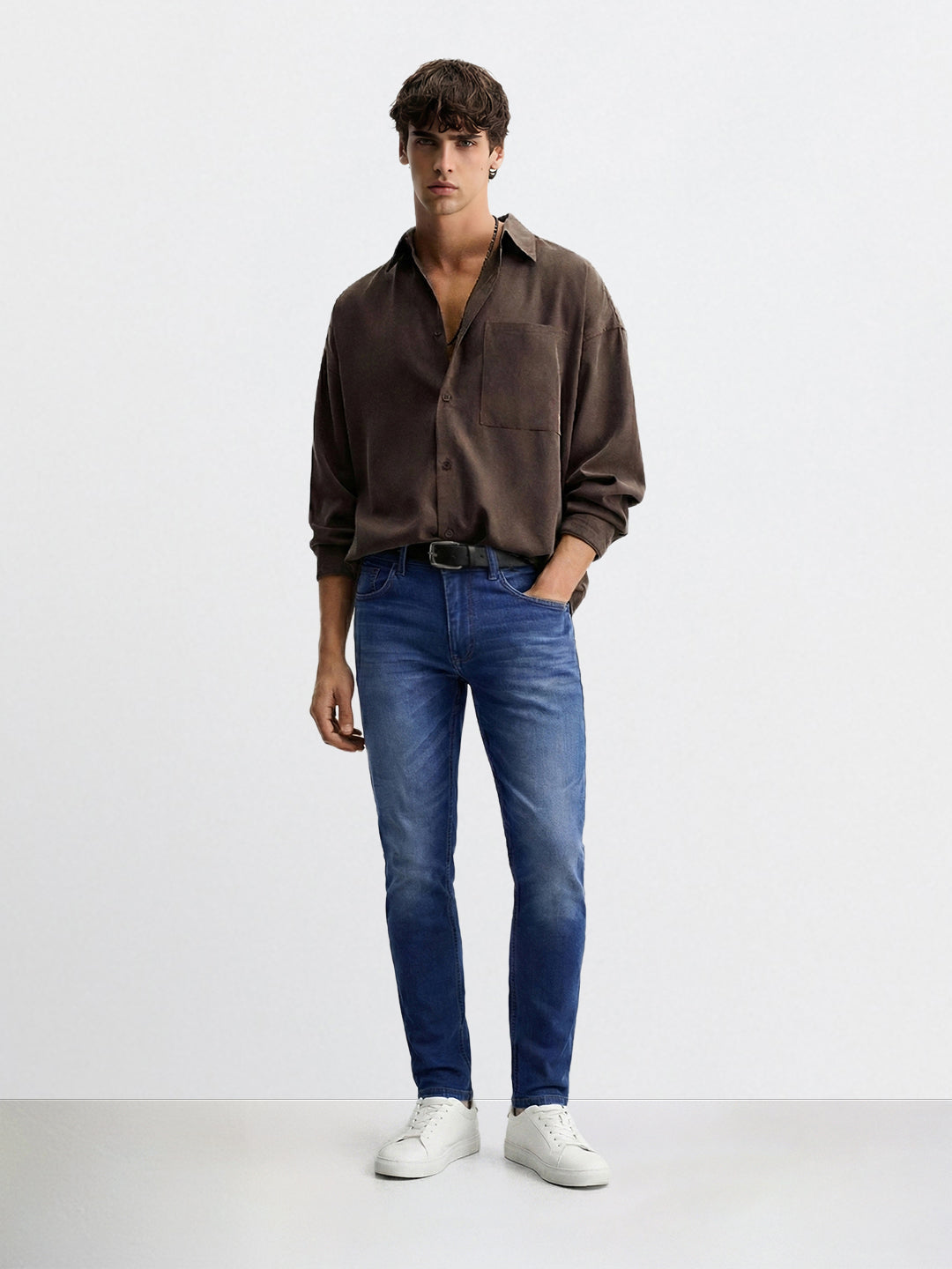 Men's Blue Slim Fit Casual Solid Jeans