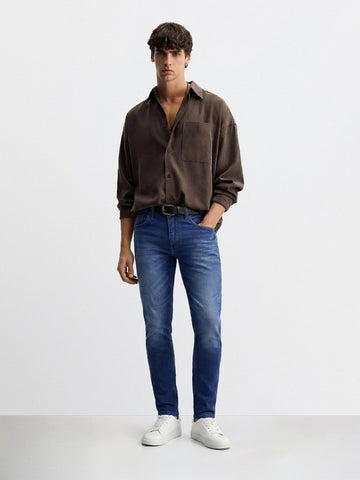 Men's Blue Slim Fit Casual Solid Jeans