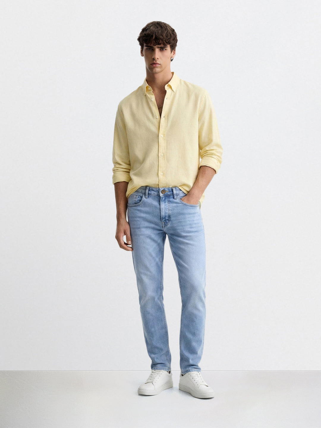 Men's Blue Slim Fit Casual Solid Jeans