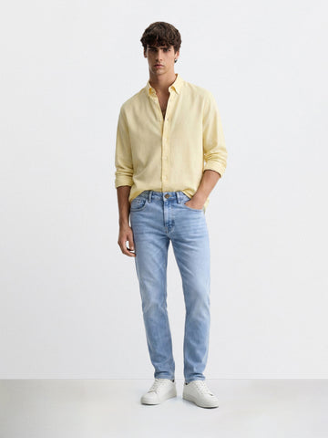 Men's Blue Slim Fit Casual Solid Jeans