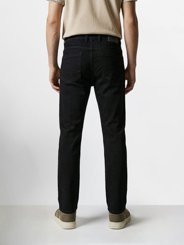 Men's Black Slim Fit Solid Casual Jeans