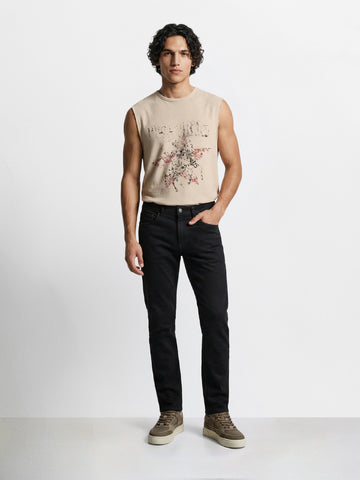 Men's Black Slim Fit Solid Casual Jeans