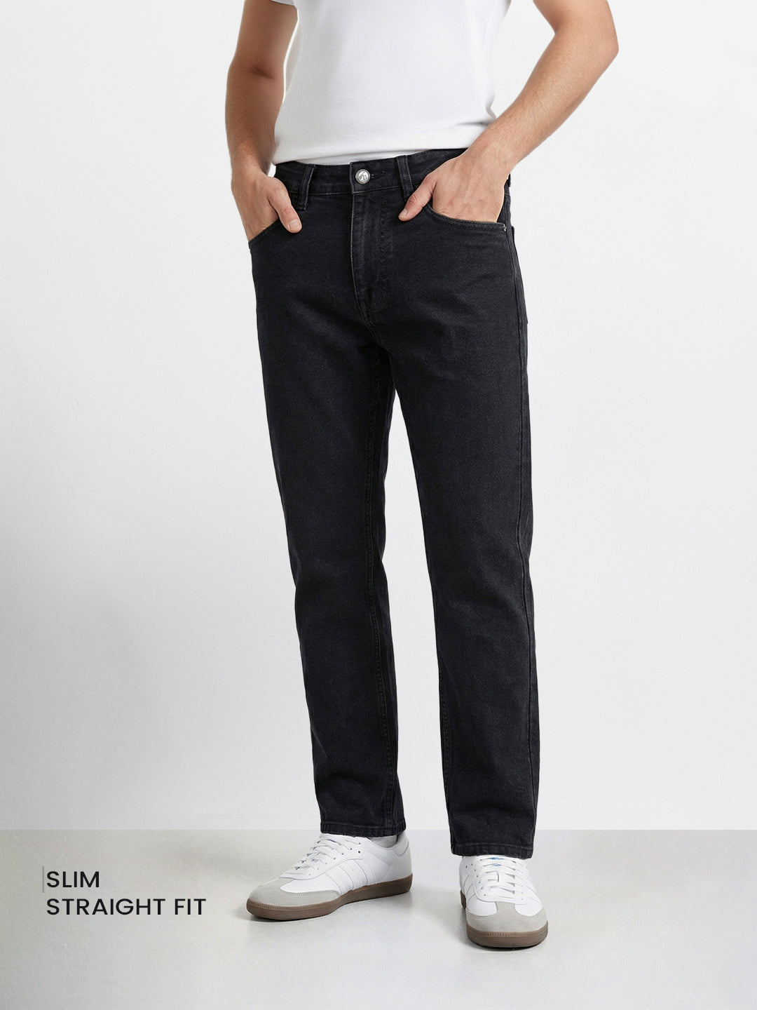 Men's Black Slim Fit Solid Casual Jeans