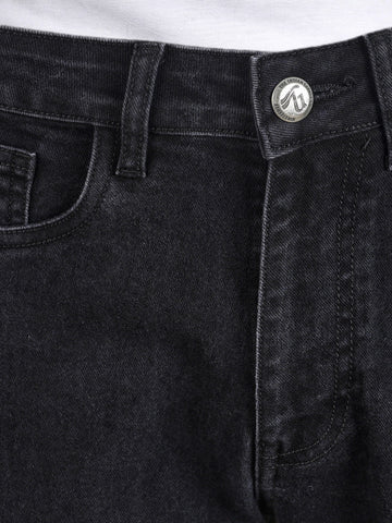 Men's Black Slim Fit Solid Casual Jeans