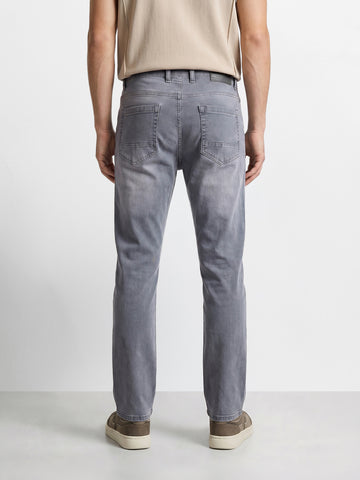 Men's Grey Slim Fit Solid Casual Jeans