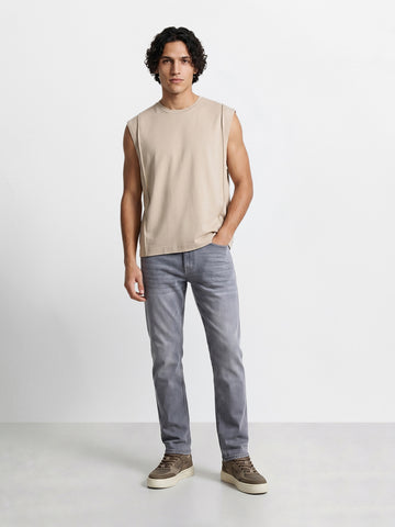 Men's Grey Slim Fit Solid Casual Jeans