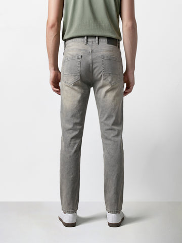 Men's Grey Slim Fit Solid Casual Jeans