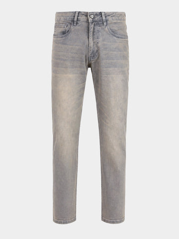 Men's Grey Slim Fit Solid Casual Jeans