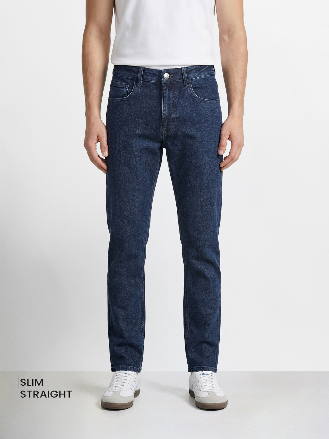 Men's Blue Slim Fit Solid Casual Jeans