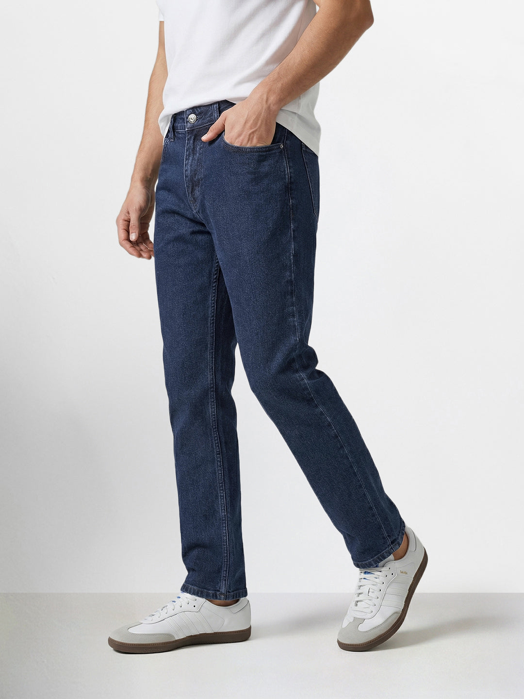 Men's Blue Slim Fit Solid Casual Jeans