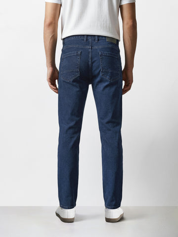 Men's Blue Slim Fit Solid Casual Jeans
