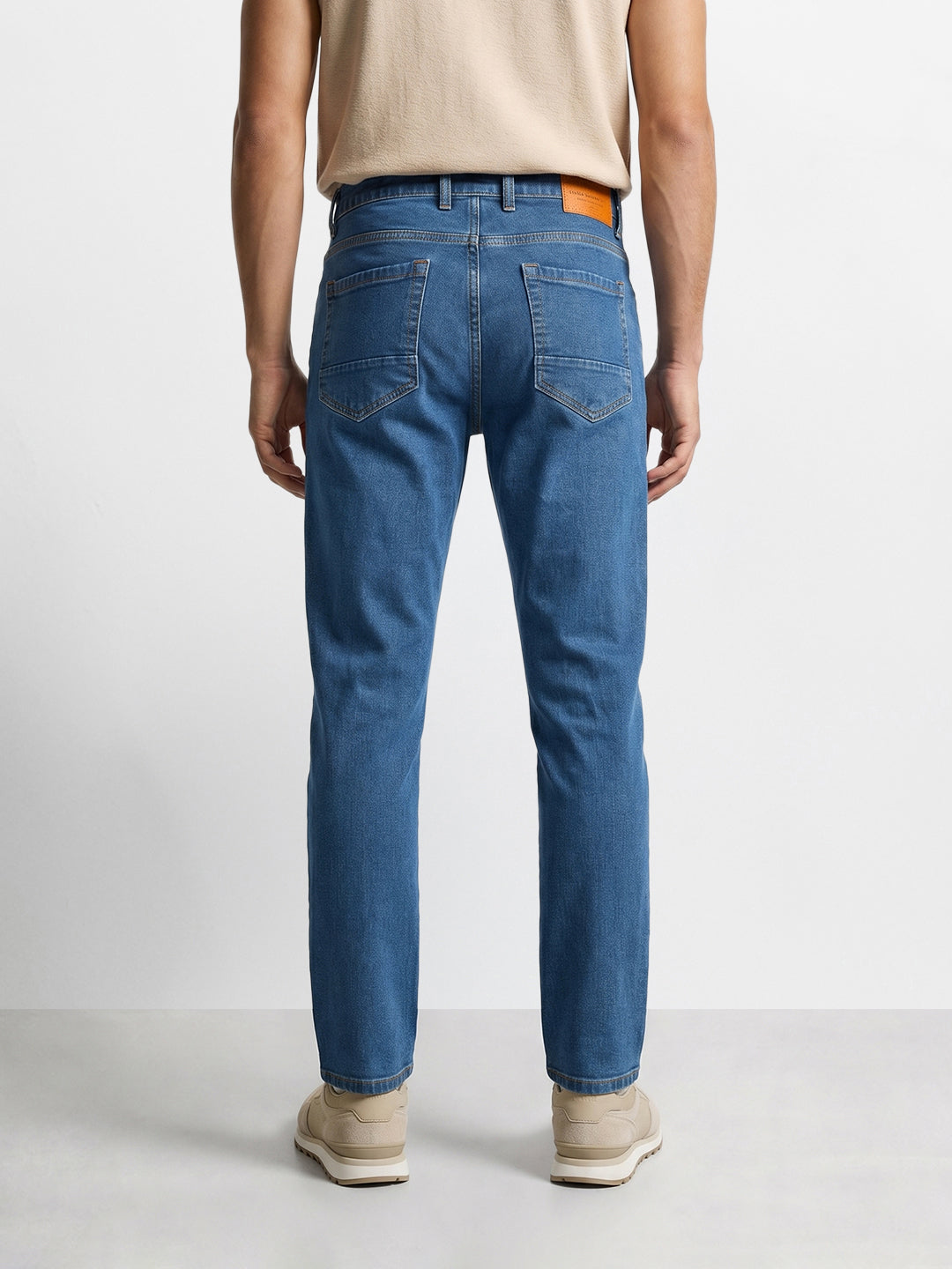 Men's Blue Slim Straight Fit Solid Casual Jeans