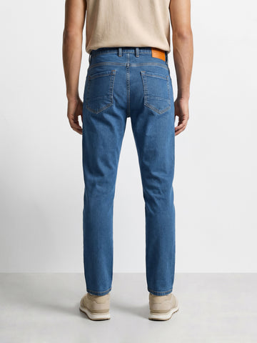 Men's Blue Slim Straight Fit Solid Casual Jeans