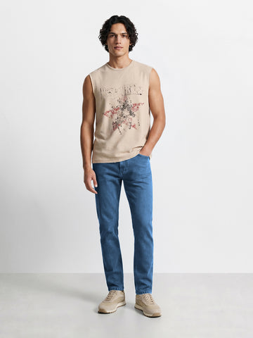 Men's Blue Slim Straight Fit Solid Casual Jeans