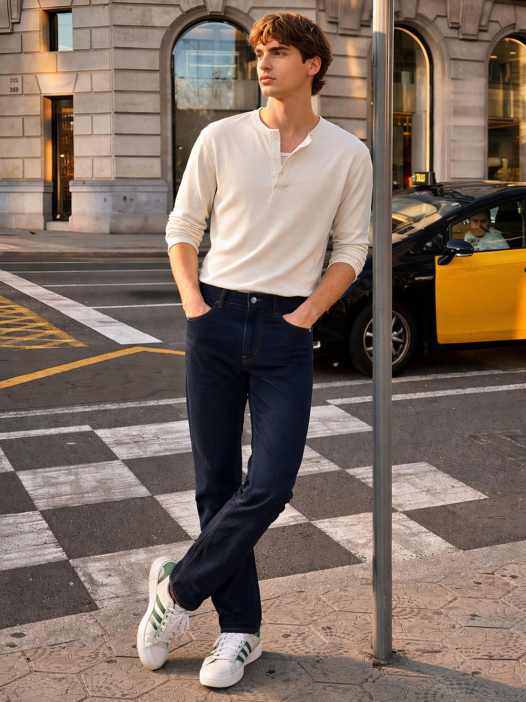 Men's Blue Slim Fit Solid Casual Jeans