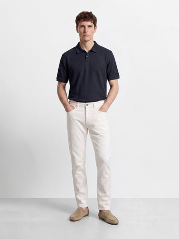 Men's White Slim Fit Solid Casual Jeans