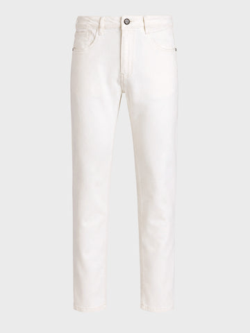 Men's White Slim Fit Solid Casual Jeans