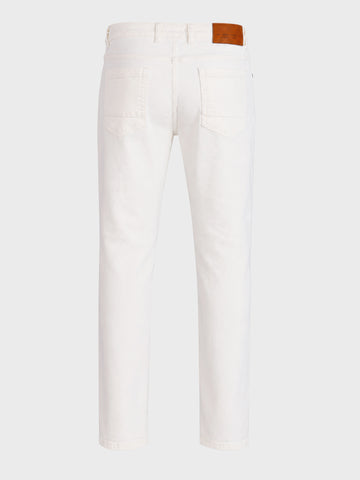 Men's White Slim Fit Solid Casual Jeans