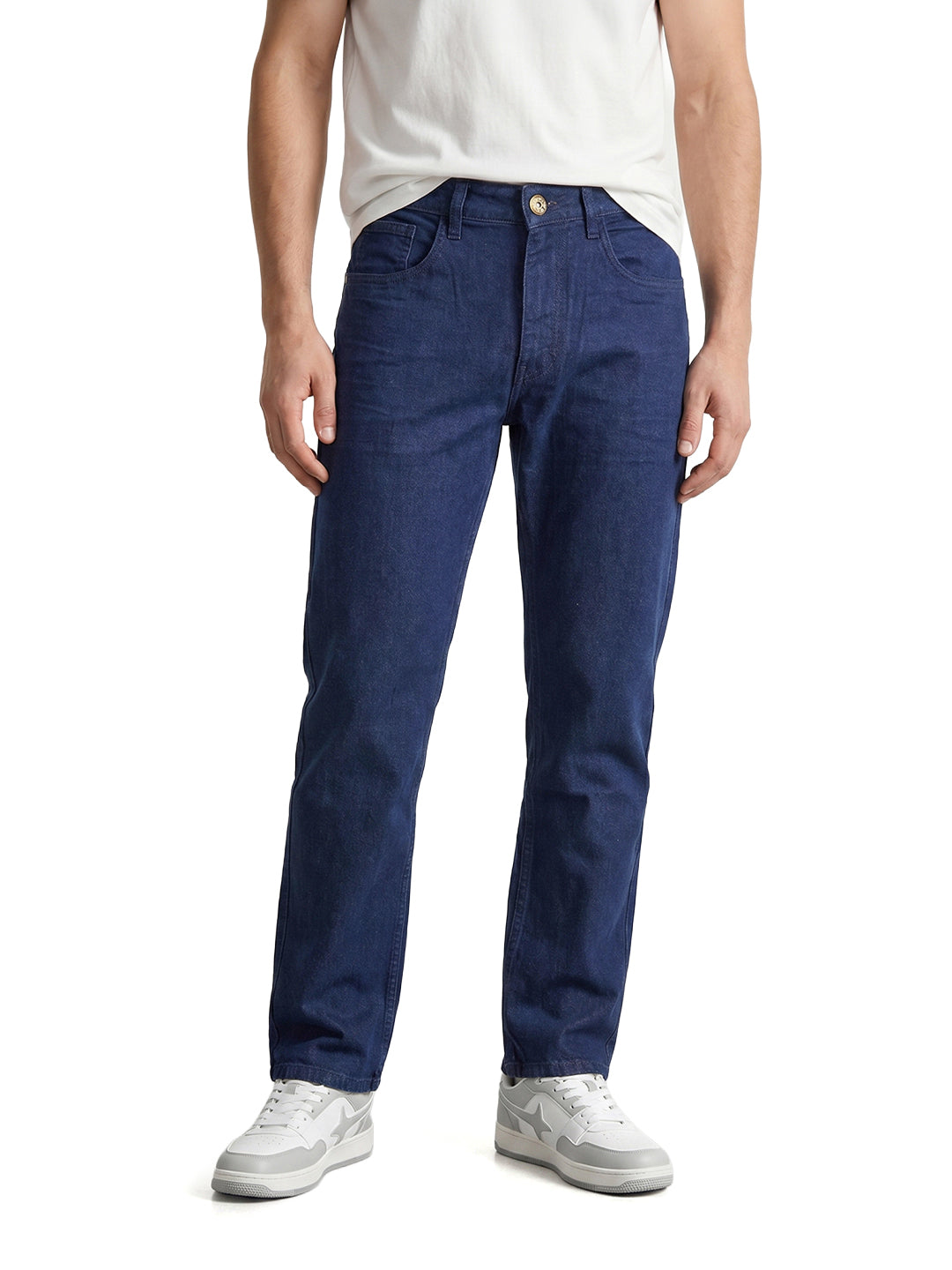 Men's Blue Slim Fit Solid Casual Jeans