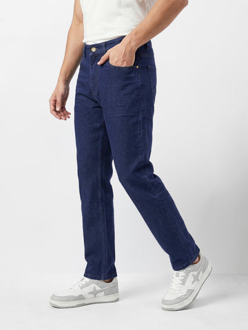 Men's Blue Slim Fit Solid Casual Jeans