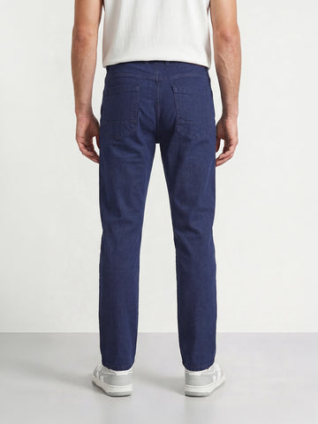 Men's Blue Slim Fit Solid Casual Jeans