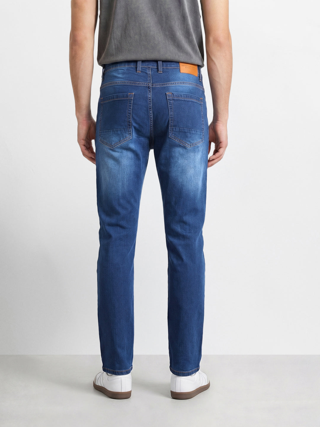 Men's Blue Slim Straight Fit Solid Casual Jeans