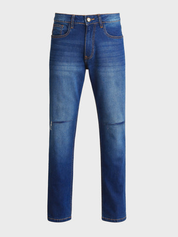 Men's Blue Slim Straight Fit Solid Casual Jeans
