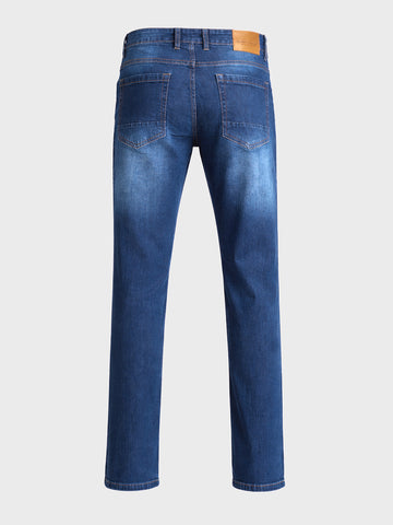 Men's Blue Slim Straight Fit Solid Casual Jeans