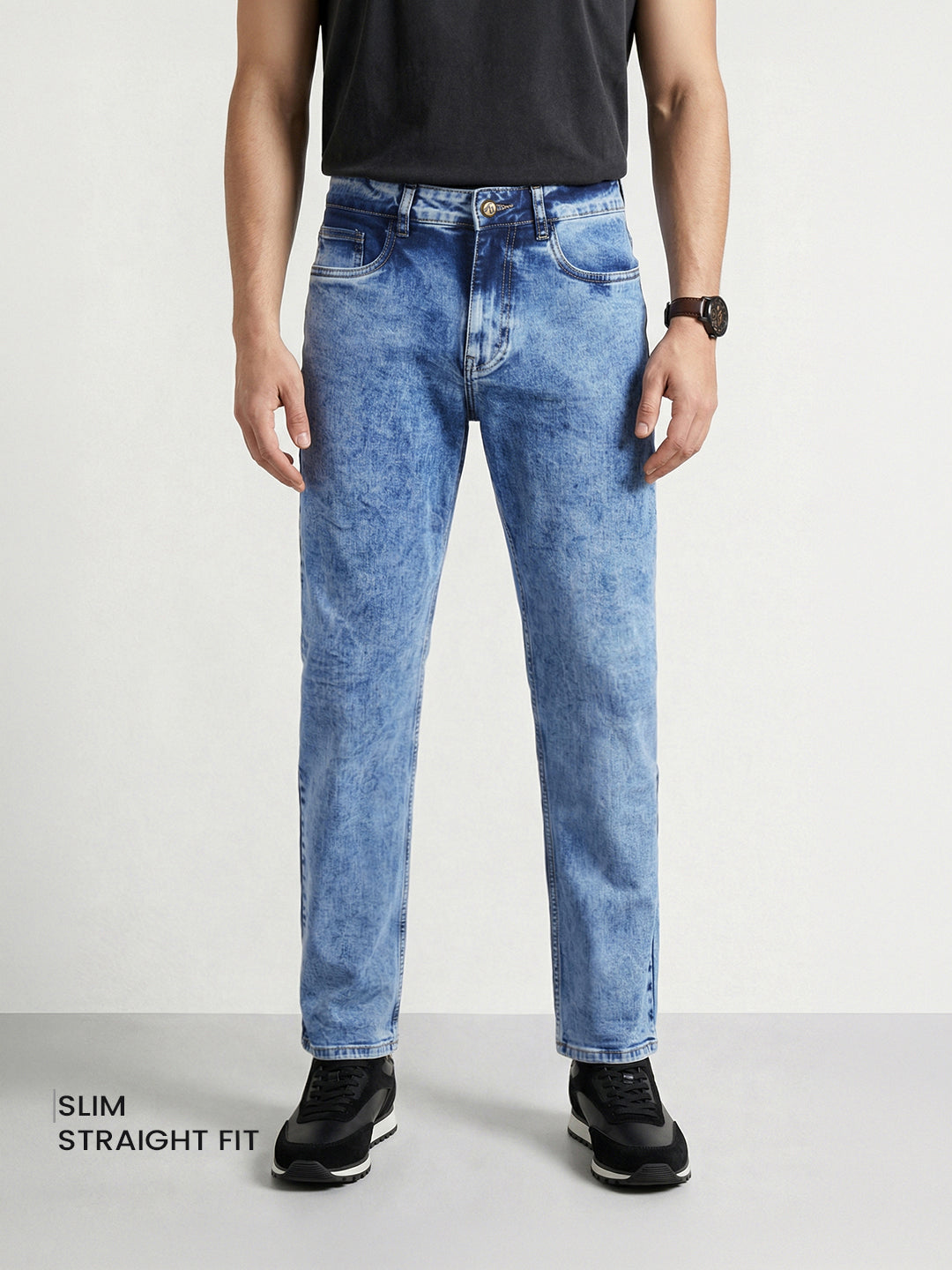 Men's Blue Slim Fit Solid Casual Jeans