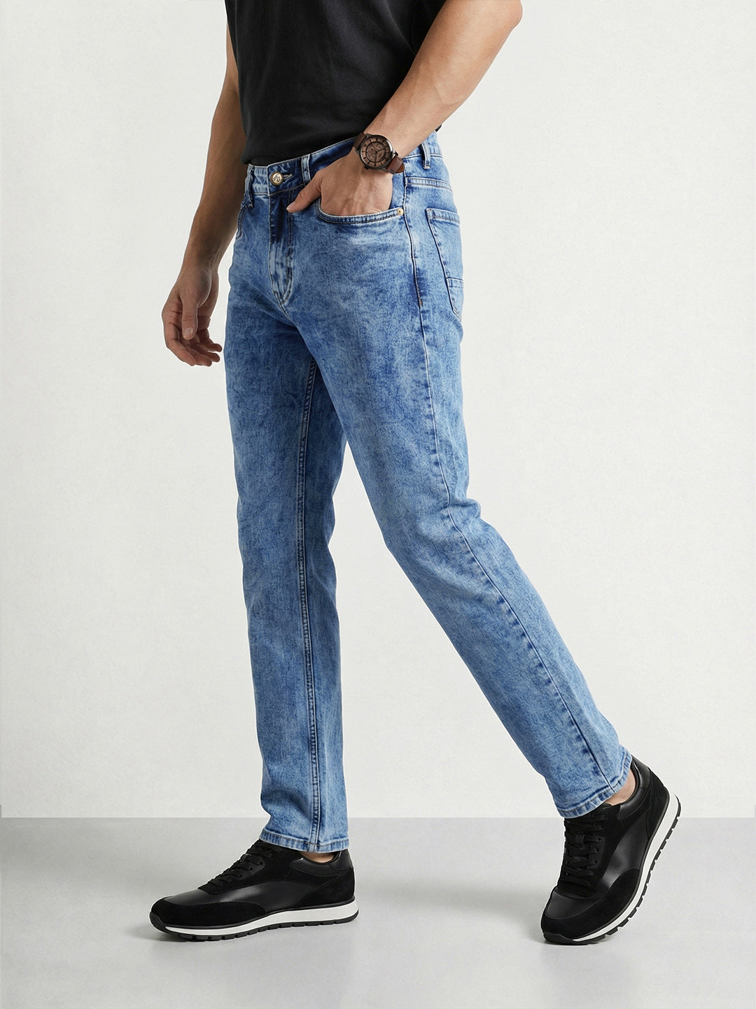 Men's Blue Slim Fit Solid Casual Jeans