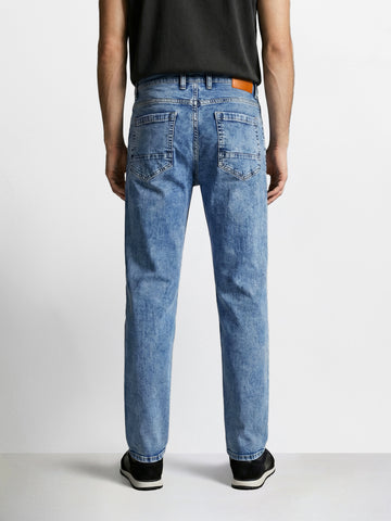Men's Blue Slim Fit Solid Casual Jeans