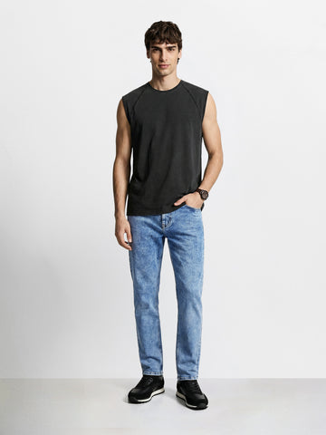 Men's Blue Slim Fit Solid Casual Jeans