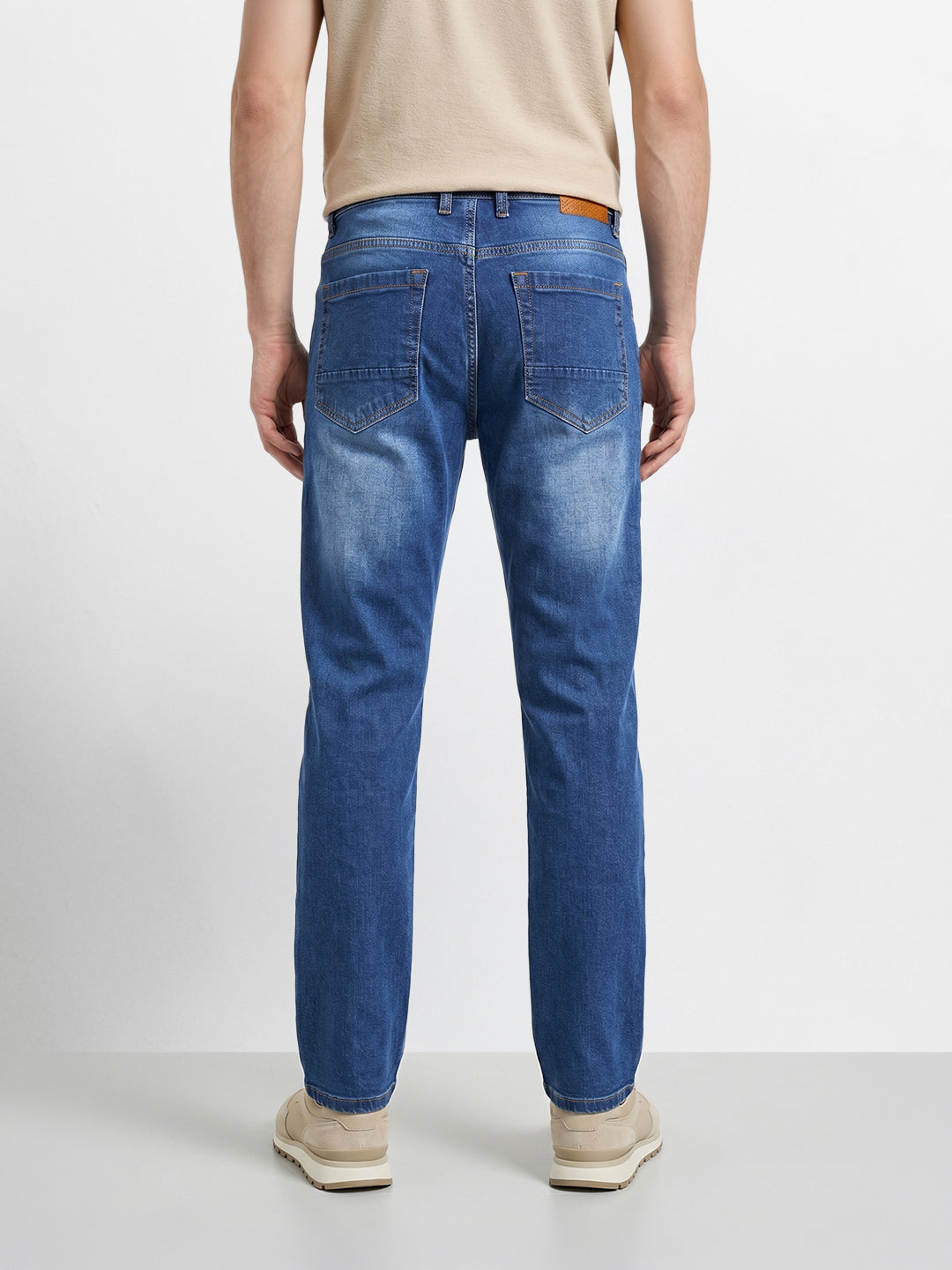 Men's Blue Slim Straight Fit Solid Casual Jeans