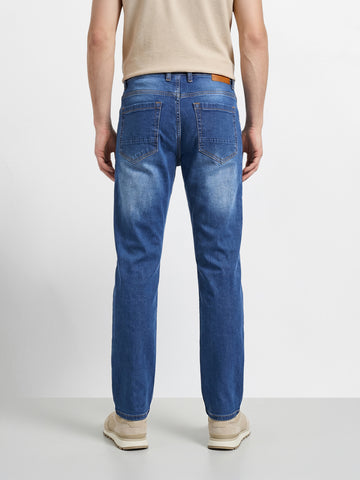 Men's Blue Slim Straight Fit Solid Casual Jeans