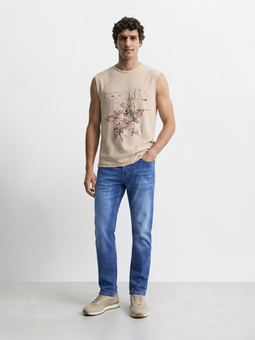 Men's Blue Slim Straight Fit Solid Casual Jeans