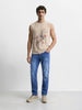 Men's Blue Slim Straight Fit Solid Casual Jeans