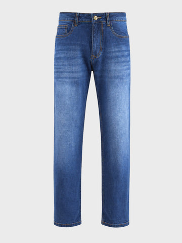 Men's Blue Slim Straight Fit Solid Casual Jeans