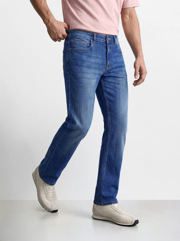 Men's Blue Slim Straight Fit Solid Casual Jeans