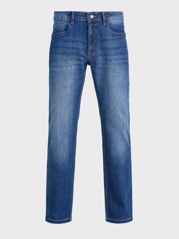 Men's Blue Slim Straight Fit Solid Casual Jeans