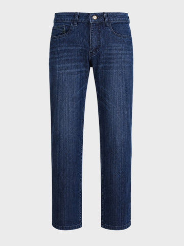 Men's Blue Slim Straight Fit Solid Casual Jeans