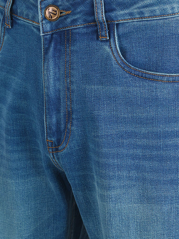 Men's Blue Slim Straight Fit Solid Casual Jeans