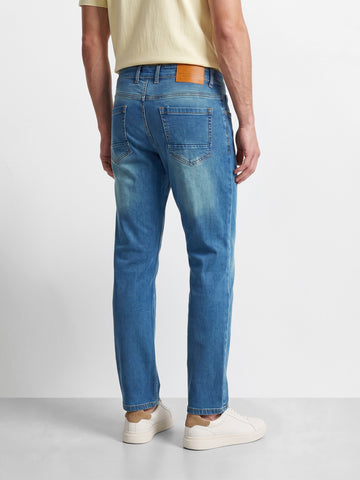 Men's Blue Slim Straight Fit Solid Casual Jeans