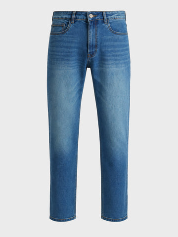 Men's Blue Slim Straight Fit Solid Casual Jeans
